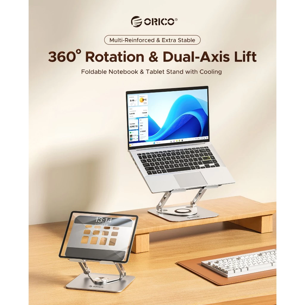 Orico Swivel Rotatable Laptop Stand Holder (Up to 17" inch) 2 Orico Swivel Rotatable Laptop Stand Holder (Up to 17" inch) - Image 2