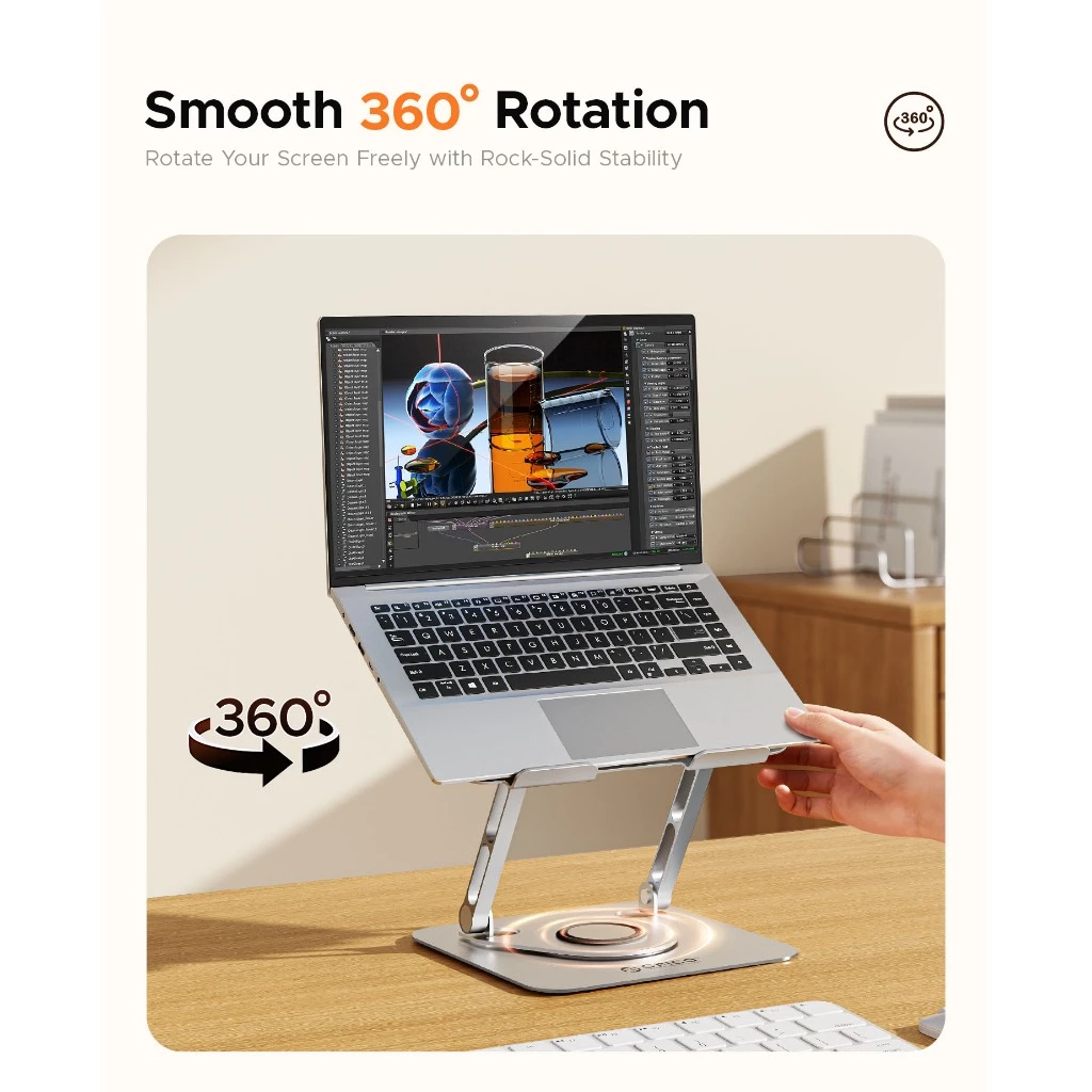 Orico Swivel Rotatable Laptop Stand Holder (Up to 17" inch) 3 Orico Swivel Rotatable Laptop Stand Holder (Up to 17" inch) - Image 3